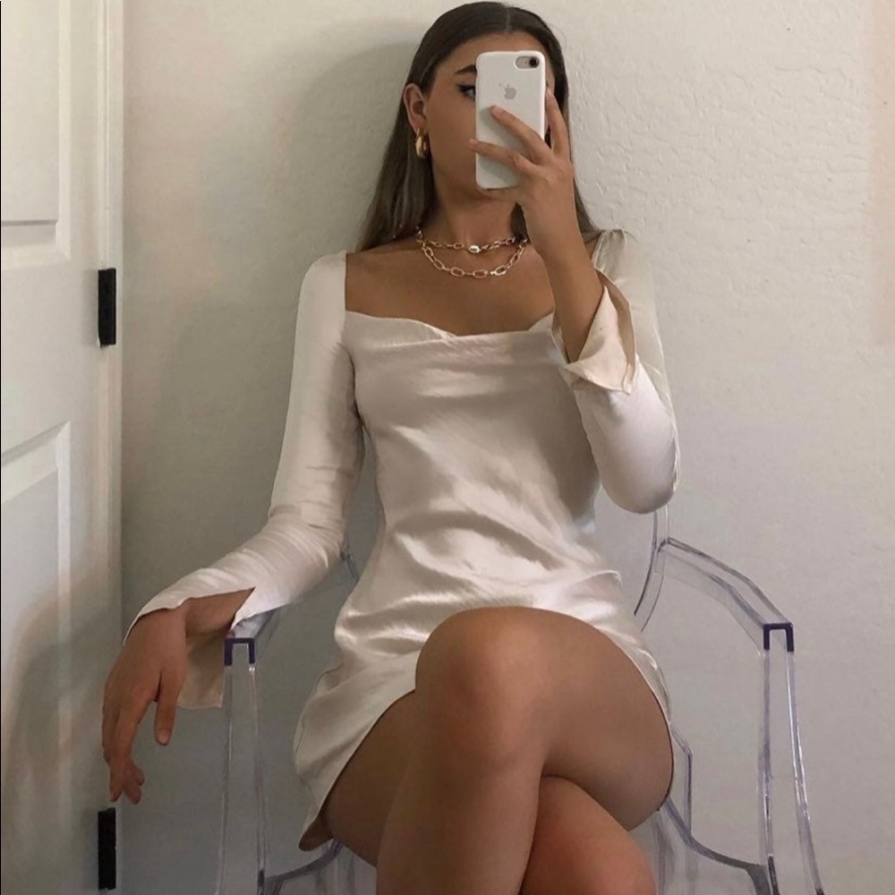 Princess Polly Champagne Gold Satin Dress